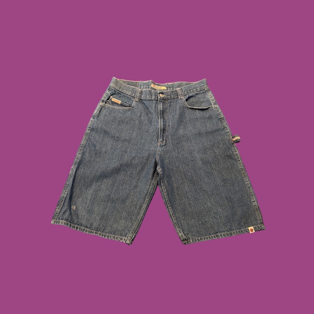 Dyse One Authentic Mens Baggy Blue Denim Carpenter Shorts Y2K Streetwear Size 38
